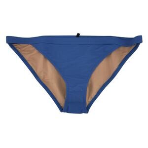 J Crew Ribbed Trim Hipster Full Coverage Bikini Bottom Blue Size Large NWT